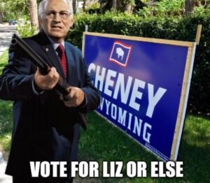 PHOTO Vote For Liz Cheney Or Else Gun Meme