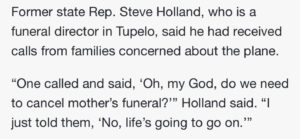 PHOTO Funeral Home Director In Tupelo Mississippi Says Families Called Him To Ask If They Should Cancel Their Funerals Due To Stolen Plane Flying Around
