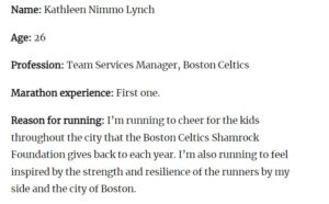 PHOTO Ime Udoka's Mistress Kathleen Lynch Ran Boston Marathon In 2015 At 26 Years Old And Says She Was Running To Cheer For The Kids As Part Of Foundation