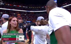 PHOTO Ime Udoka's Mistress Kathleen On ESPN Camera After Celtics Advance To NBA Finals And Udoka Liked What He Was Seeing