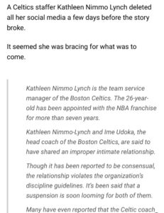 PHOTO Kathleen Lynch Was Bracing For What Was Too Come Being Guilty Of Cheating With Ime Udoka She Wiped All Social Media Accounts Bare 2 Days Before Sources Revealed Ime Udoka Was Involved In Affair