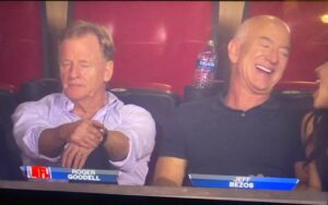 PHOTO Lauren Sanchez Laughing Like A Fake Plastic Girl Right In Jeff Bezos' Face In Suite At Chiefs Game