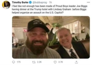 PHOTO Lindsey Graham Giddy Smile Posing For Picture With Proud Boys Leader Joseph Biggs