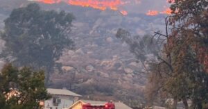 PHOTO Look How High Up In The Hills Of Hemet California The Fire Has Climbed
