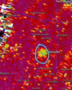 PHOTO Map Of Radar Showing Debris From Tornado Was Flying All Around Broward County After It Hit Hollywood Florida Hard