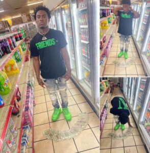 PHOTO Memphis Gunman Zeek Huncho Spreading Money All Over The Floor Inside Gas Station