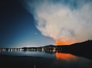 PHOTO Of Big Bear Lake Overlooking Radford Fire In The Distance