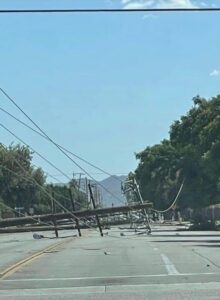 PHOTO Of Power Lines That Fell Over For 700 Customers In Hemet California That Has Left Them Without Power For Over 24 Hours