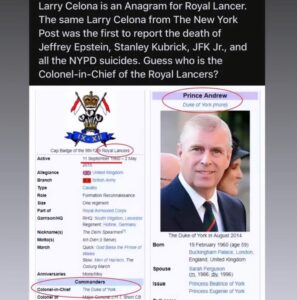 PHOTO Reporter Larry Celona Who Was First To Report Jeffrey Epstein's Suicide And Larry's Connection To The Colonel-In-Chief Of The Royal Lancers