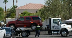 PHOTO Robert Telles' SUV Being Towed Away After He Was Suspected Of Murdering Jeff German