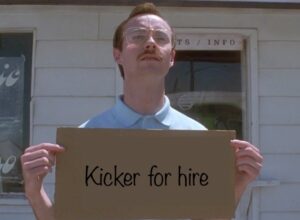 PHOTO Rodrigo Blankenship Outside Colts’ Facility Right Now Holding Up Kicker For Hire Cardboard Sign Meme
