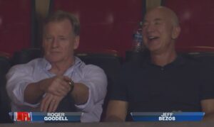 PHOTO Roger Goodell And Jeff Bezos Vibing During Chargers Chiefs Bezos Laughing And Goodell Is Just Like Whatever Man