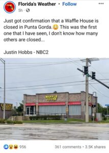 PHOTO Waffle House In Punta Gorda Florida Was The Only One To Close And Board Up In The Path Of Hurricane Ian