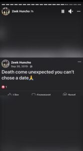 PHOTO Zeek Huncho Talking About Death Before He Went On Shooting Rampage By Saying It's Unxpected