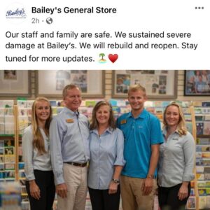 PHOTO Bailey's General Store On Sanibel Island Says They Will Rebuild After Sustaining Severe Damamge To Their Building