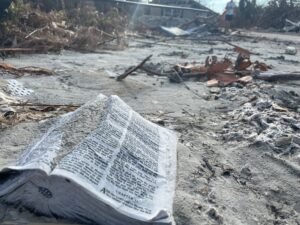 PHOTO Bible Opened To Exodus 3313 On Sanibel Island Florida Amongst The Rubble