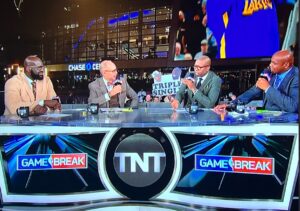 PHOTO Fan Holding Triple Single Draymond Green Sign Behind NBA On TNT Set In San Francisco