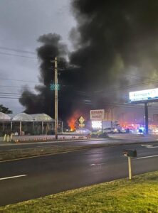 PHOTO Fire Started Outside Henslers Market In Marietta Ohio From Plane Crash