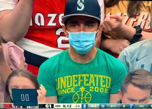 PHOTO Seattle Sonics Fan Wearing Shirt That Says Undefeated Since 2008 Sonics At Blazers Clippers Game In Seattle