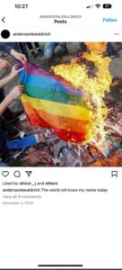 PHOTO Anderson Lee Aldrich Posted To Instagram That The World Would Know His Name Today With Burning LGBTQ Flag