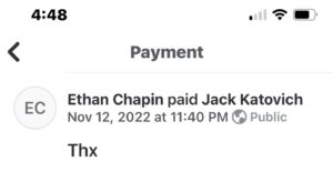 PHOTO Ethan Was With Jack Katovich As He Made Venmo Payment TO Him At 11:40 PM Just Hours Before The Murder