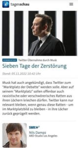 PHOTO Germany TV Called Twitter Users Racist And Conspirationist Rats And Don't Think Elon Musk Should Allow Freedom Of Speech