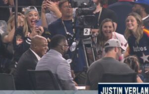 PHOTO Kate Upton Looks Like Happiest Person In The World Taking Picture Of Her Daughter While On Set On Fox World Series Coverage