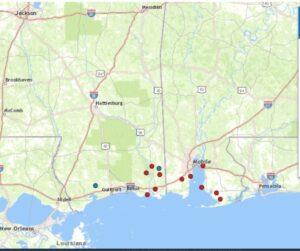 PHOTO Map Showing 6 Tornadoes That Touched Down In Alabama And Mississippi