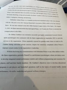 PHOTO Of Lawsuit Hillary Cauthen's Lawyers Filed Against Joshua Primo And The San Antonio Spurs