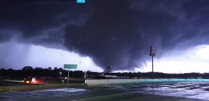 PHOTO Of Tornado Moving Through New Boston Texas From The Freeway