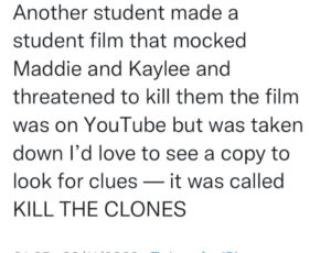 PHOTO Student Made Film Called Kill The Clones That Mocked Kaylee Goncalves And Madison Mogen