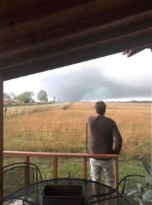 PHOTO Tornado Spinning In Field Over Oklahoma State Line Into Powderly Texas