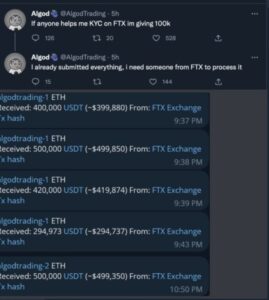 PHOTO AlgodTrading Receiving $300K+ ETH Transfers From FTX Within 1.5 Hours