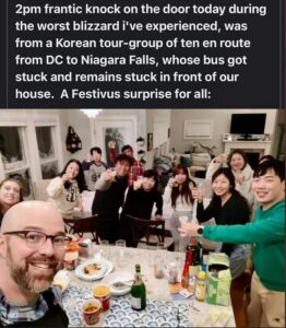 PHOTO Korean Tour Group Got Stuck In Front Of A Families House In Buffalo NY So They Had Dinner Together