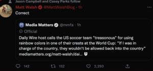 PHOTO Matt Walsh Calling US Soccer Players Wearing Rainbow Flags Treasonous