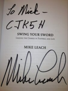 PHOTO Mike Leach Signed A Copy Of His Book With Craig James Killed Five H*okers