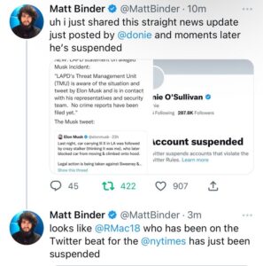 PHOTO Of Tweet That Got Matt Binder Suspended From Twitter