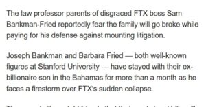 PHOTO Sam Bankman Fried's Parents Say They Will Go Broke Defending Their Son Against FTX Allegiations