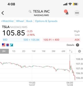 PHOTO Tesla Stock Is Down Almost 50% In The Month Of December