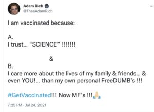 PHOTO Adam Rich Saying Get Vaccinated You MF'ers