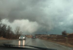 PHOTO Cars On The Road Driving Past Tornado As It Moved Over I-80 In Williamsburg Iowa