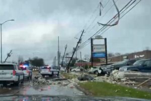 PHOTO Close Up Of Tornado Damage To Strip Shopping Center In Pearland TX