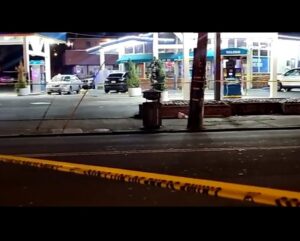 PHOTO Crime Tape Surrounding Gas Station In Oakland After Mass Shooting