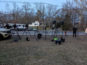 PHOTO Media Setup Across From The CJC House Driveway To Cover The Ana Walshe Disappearance