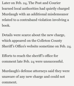 PHOTO Alex Murdaugh's New Misdemeanor Charge On February 24th Is For A Contraband Violation Involving A Book