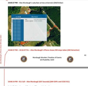 PHOTO Alex Murdaugh's iPhone Data Showing He Arrived At Kennels At 1005 PM And Called 911 Twenty Seconds Later