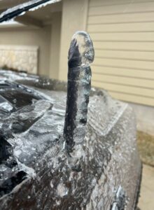 PHOTO Big Icicle That Looks Like A Big Dck Froze On Somebodies Truck During Storm