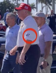 PHOTO Donald Trump Wearing White MAGA Polo With 47 President Logo On It While Golfing