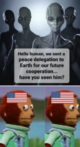 PHOTO Hello Human We Sent A Peace Delegation To Earth For Our Future Cooperation Have You Seen Him Spy Balloon Over Alaska Meme