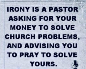 PHOTO Irony Is A Pastor Asking For Your Money To Solve Church Problems And Advising You To Pray To Solve Yours Joel Osteen Meme